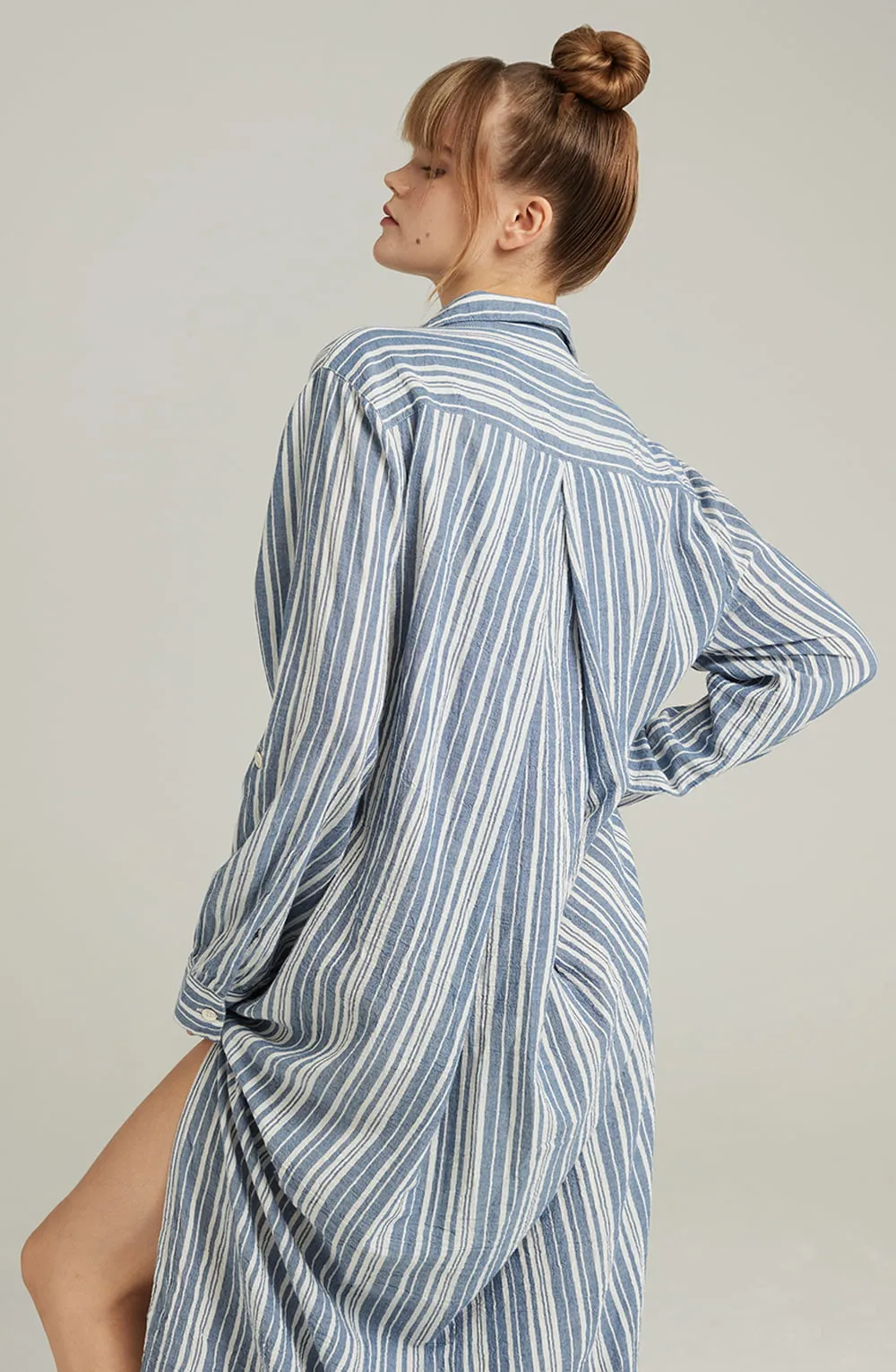 The Maxi Shirt French Navy Stripe