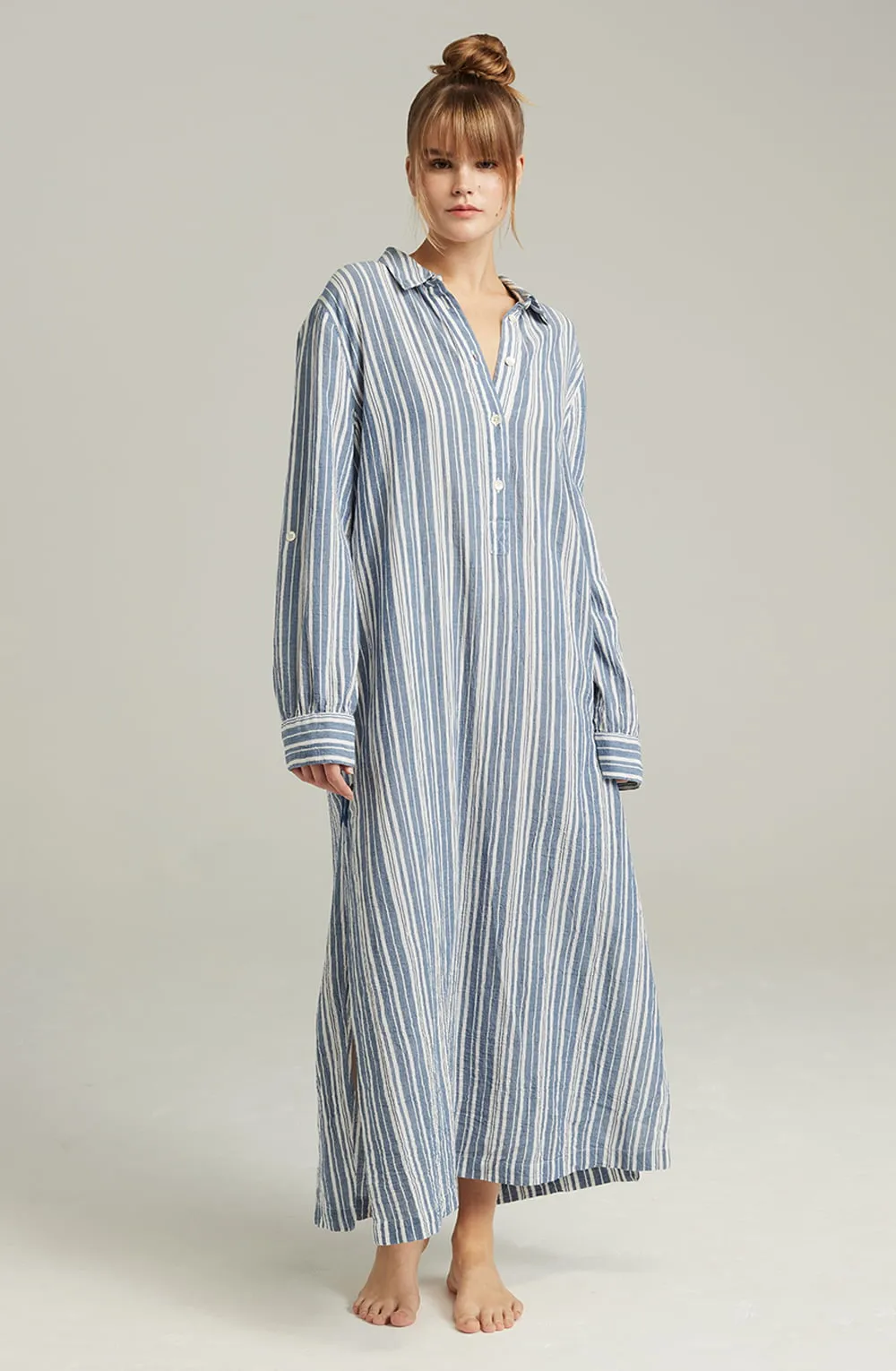 The Maxi Shirt French Navy Stripe