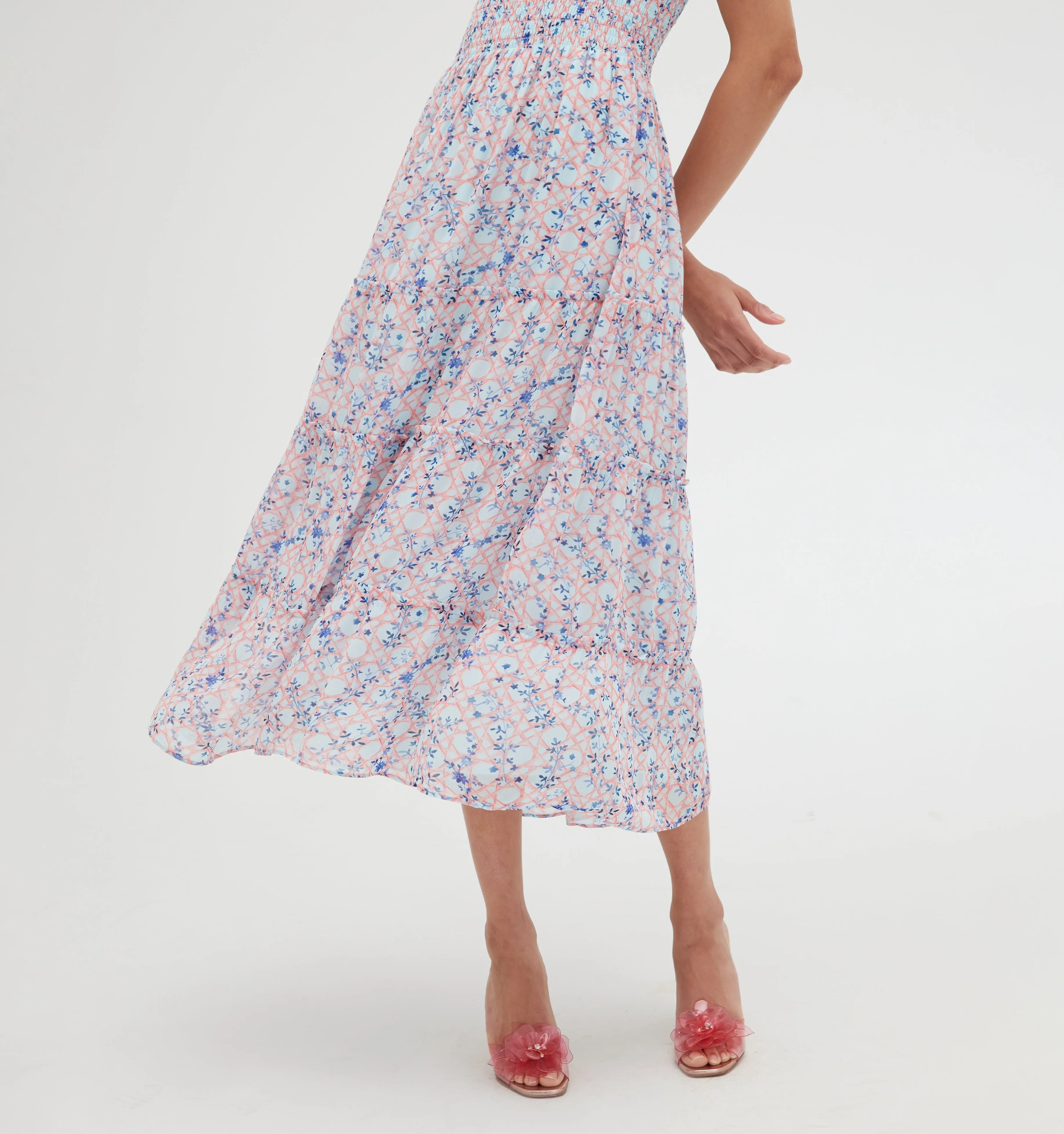 The Ribbon Ellie Nap Dress - Pink Basketweave Vine