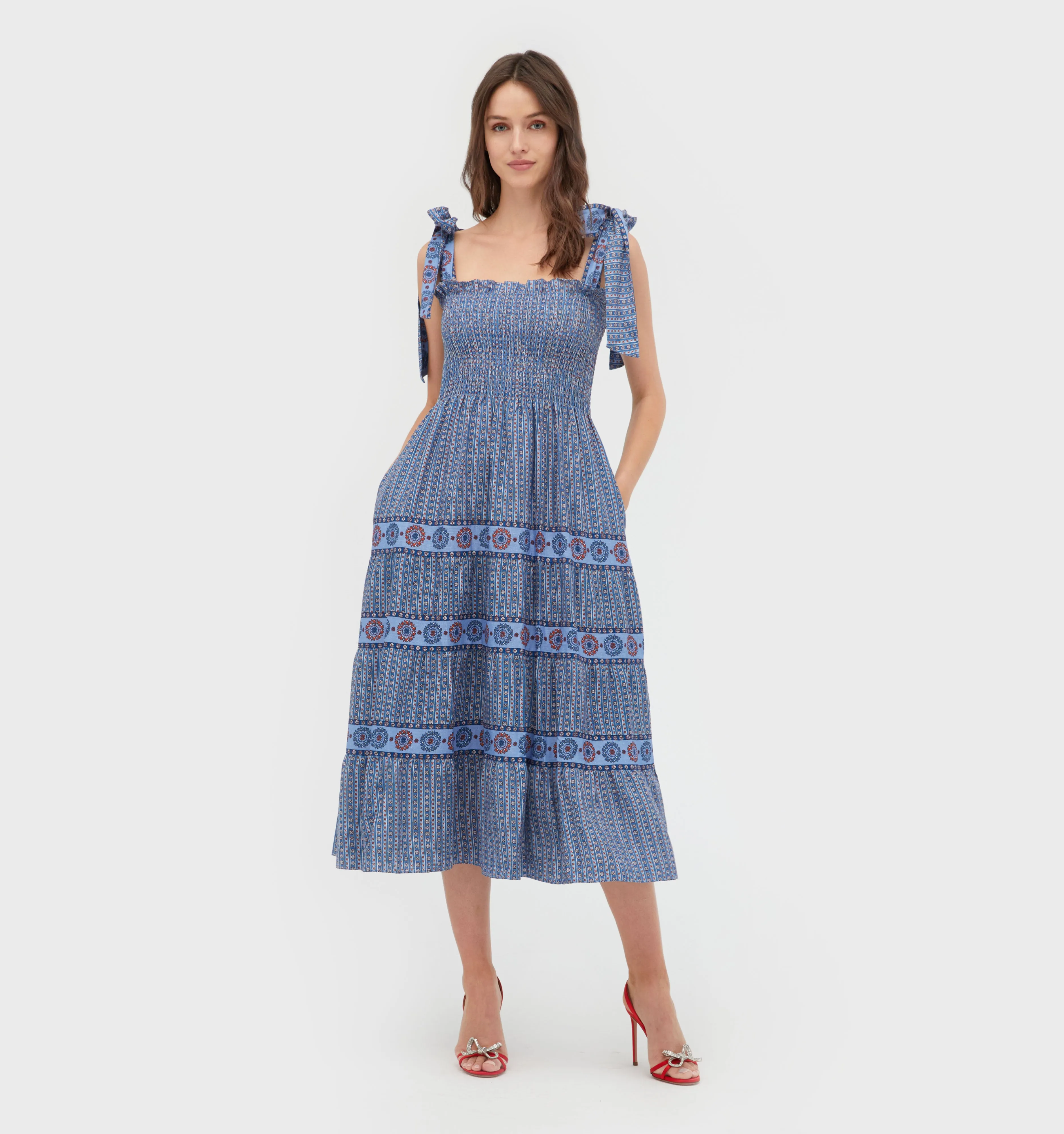 The Ribbon Ellie Nap Dress - Ticking Geo Stripe