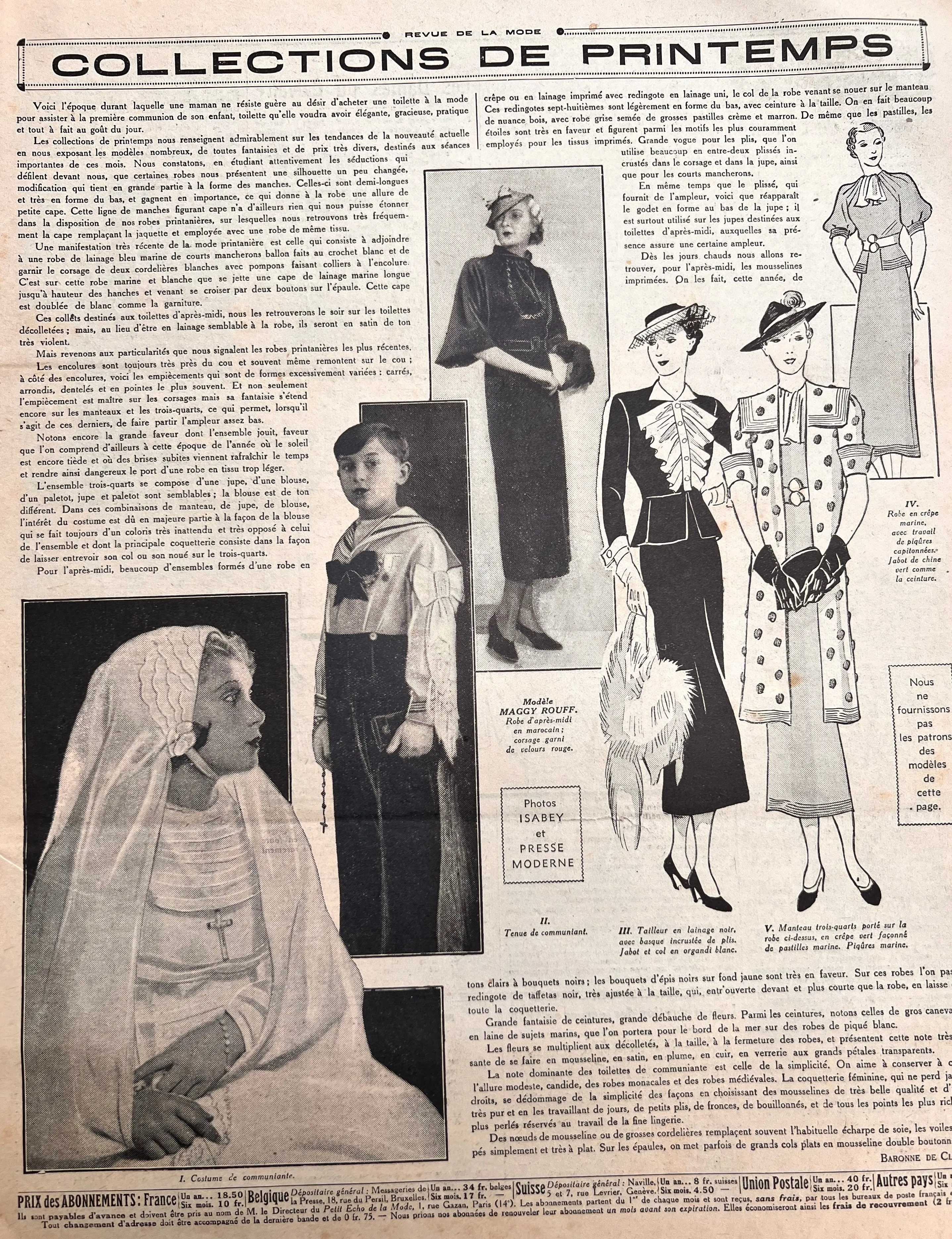 Wedding Dress on March 1936 French Le Petit Echo de la Mode