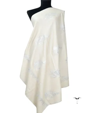 white booti embroidery pashmina shawl 8447