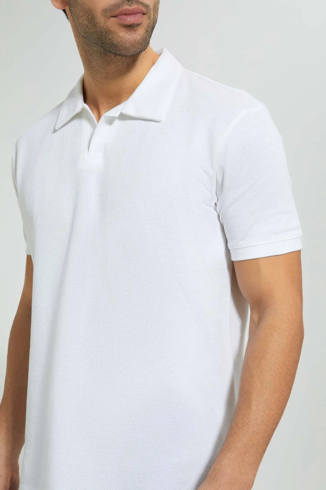 White Buttonless Polo Shirt