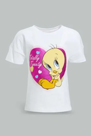 White Tweety T-Shirt For Baby Girls