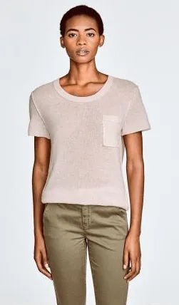 White   Warren - Essential Pocket Tee in Petal Pink Heather