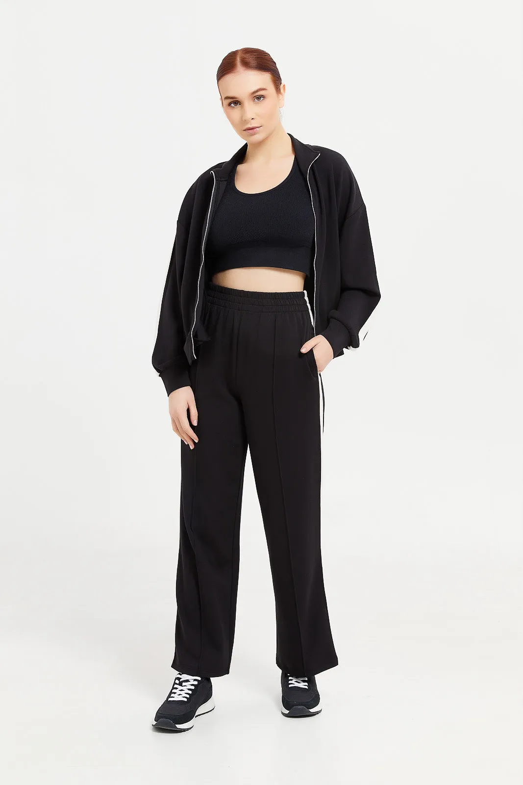 Women Black Straight Leg Active Pant