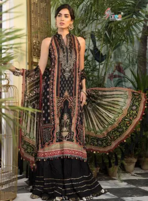 Women Unstitched Cotton Black Pakistani Suit Dress material